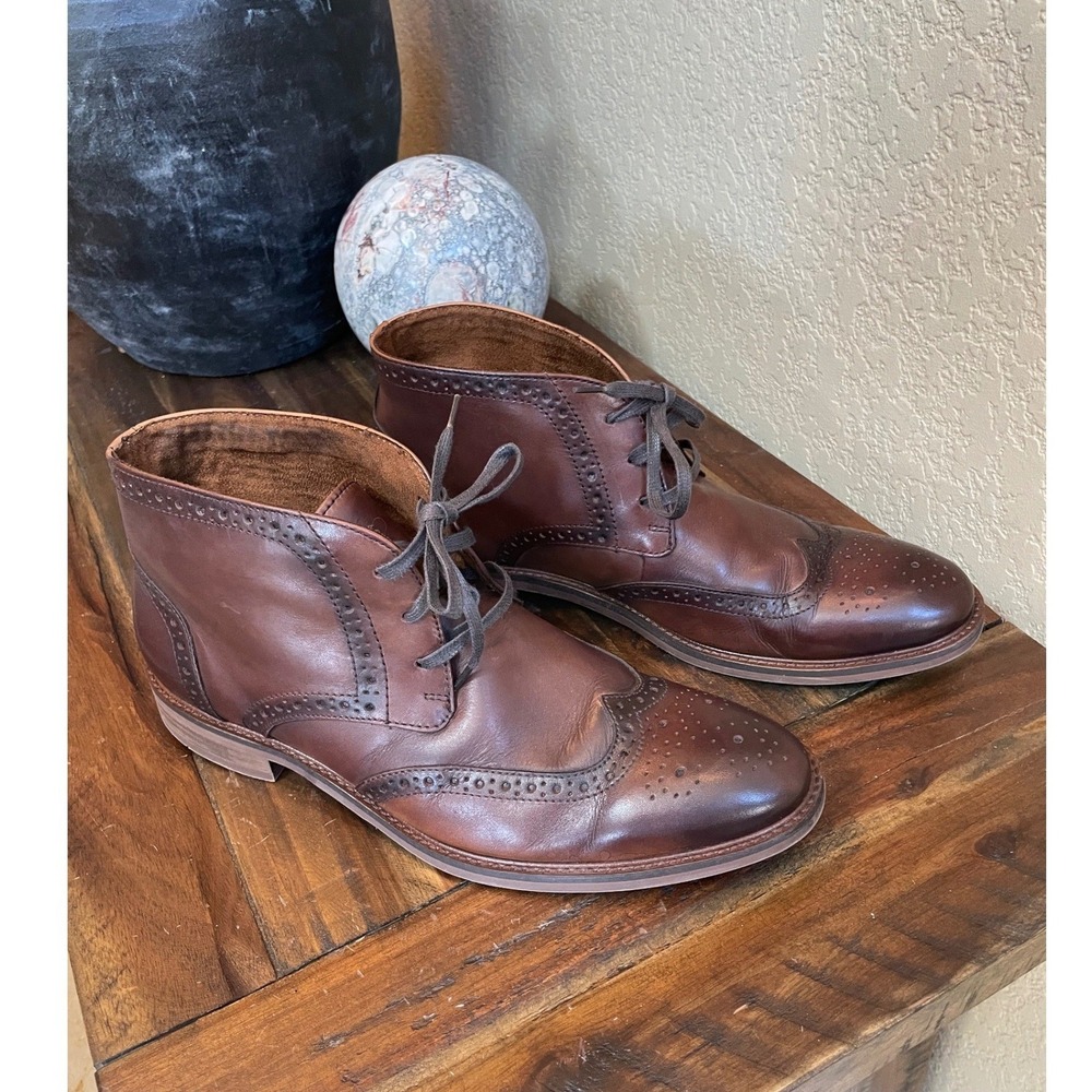 Blake McKay M‑Reid Brown Leather Wingtip Chukka Boots‎ Size 9.5 Lace‑Up